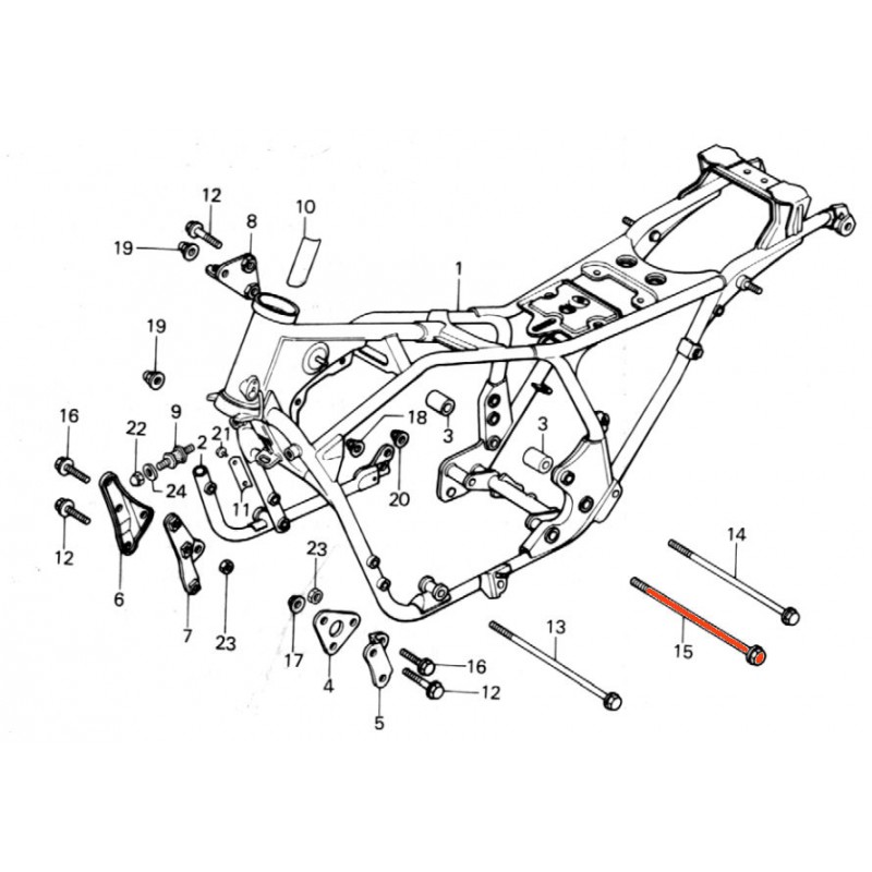 Service Moto Pieces|Cadre - Goujon de suspension - M12 x365v - N'est plus disponible|Cadre|102,00 €