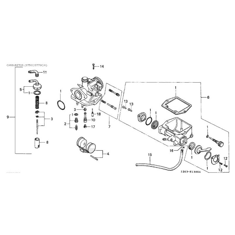 Service Moto Pieces|Carburateur - Eclaté - Liste de piece -ST70 DAX - 1982-1989|Documentation|0,00 €