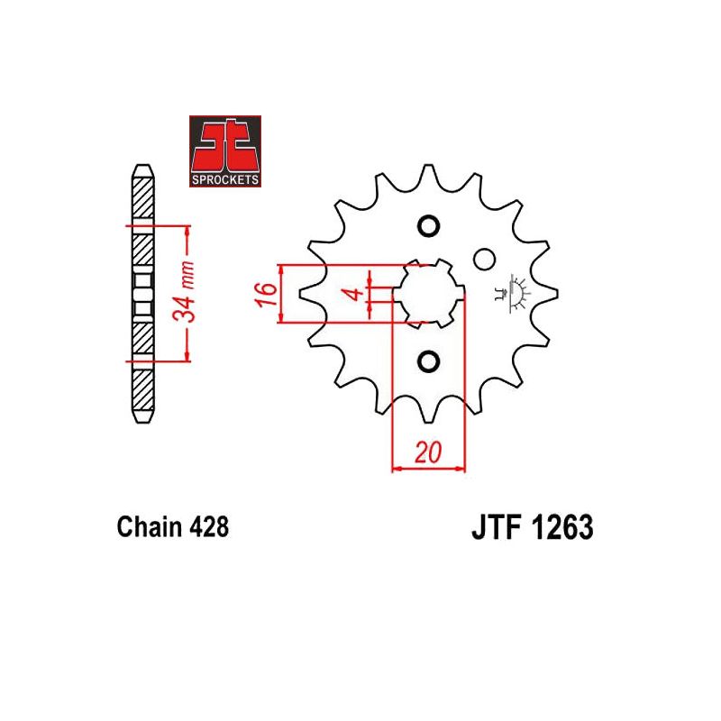 Service Moto Pieces|Transmission - pignon sortie boite - JTF1263 - chaine 428 - 13 dents |1973 - 125 - (AT3)|7,90 €