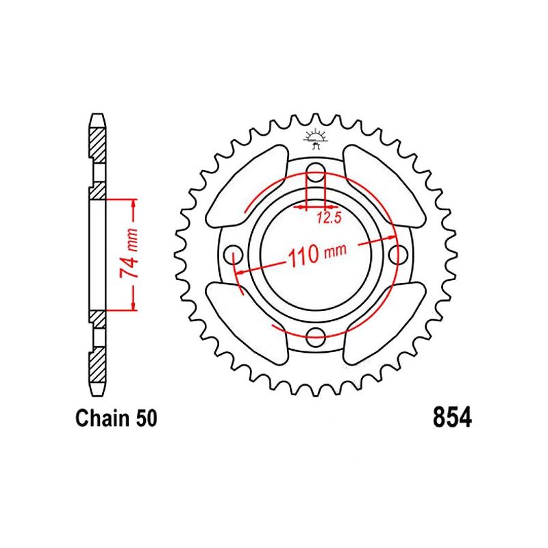 Service Moto Pieces|Transmission - Couronne - JTR-854 - 37 dents|Chaine 530|34,50 €