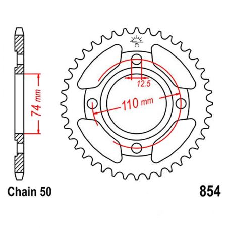 Service Moto Pieces|Transmission - Couronne - JTR-854 - 37 dents|Chaine 530|34,50 €