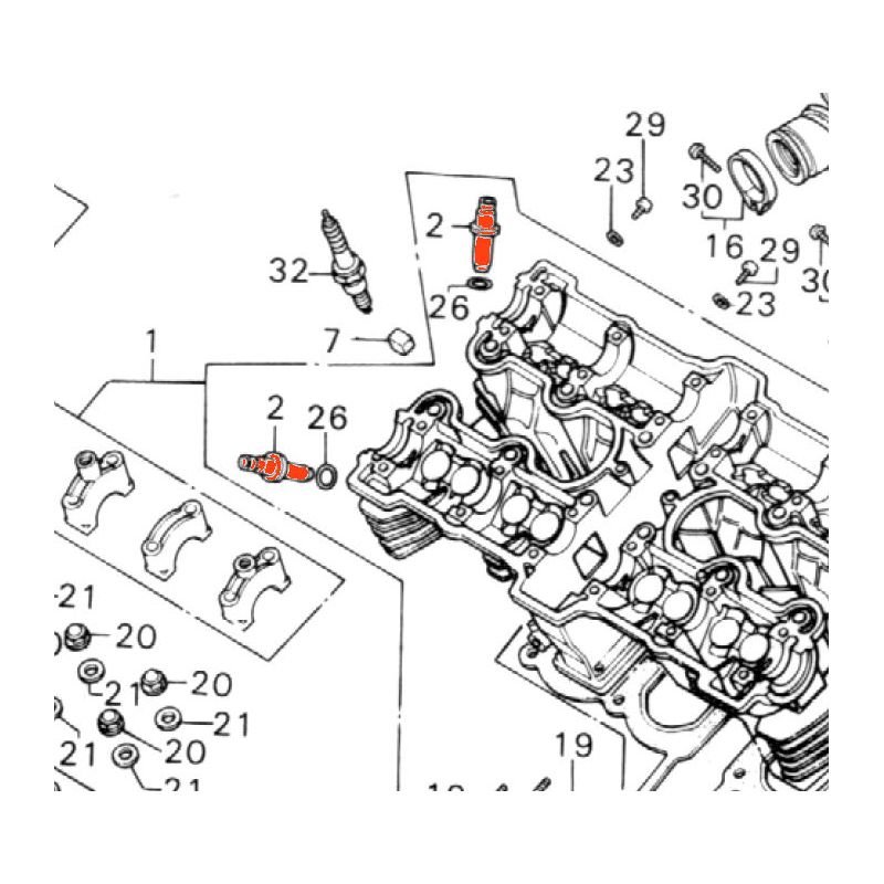 Service Moto Pieces|Moteur - Soupape - Guide Admin/echapp. - (x1) - CB 750, 900, 1100, CBX 1000,  - VF750S |Culasse - Soupape|26,00 €