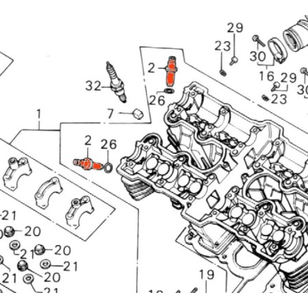 Moteur - Soupape - Guide Admin/echapp. - (x1) - CB 900 / 1100 K/F - VF750S 