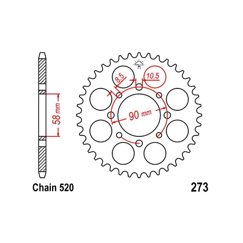 Service Moto Pieces|Transmission - Couronne - JTR - 273 - 44 dents|Chaine 520|26,90 €