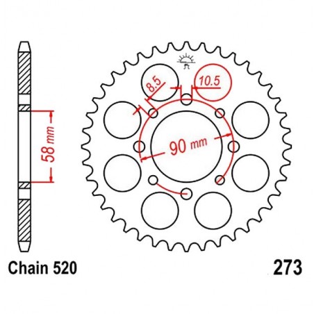 Service Moto Pieces|Transmission - Couronne - JTR - 273 - 44 dents|Chaine 520|26,90 €