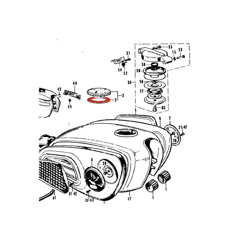 Service Moto Pieces|Reservoir - Joint de Bouchon - CB125, 185, 200. .450 .... / CX500 - 17631-329-013|Reservoir - robinet|3,39 €