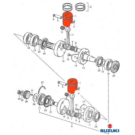 Service Moto Pieces|Moteur - Piston - (+0.50) - GT185 (x1) - ø 49.50 mm - 12110-35623-050|Piston - Segment|88,10 €