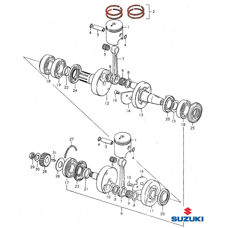 Service Moto Pieces|Moteur - Segment - (+0.00) - GT185 (x1) - ø 49.00 mm - 12140-28630|Piston - Segment|56,40 €