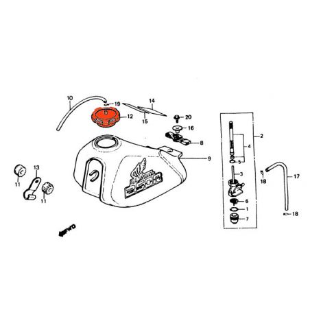 Service Moto Pieces|Reservoir - Bouchon - ø 48 mm - XL250, XL350, NX650 ....|Reservoir - robinet|68,50 €