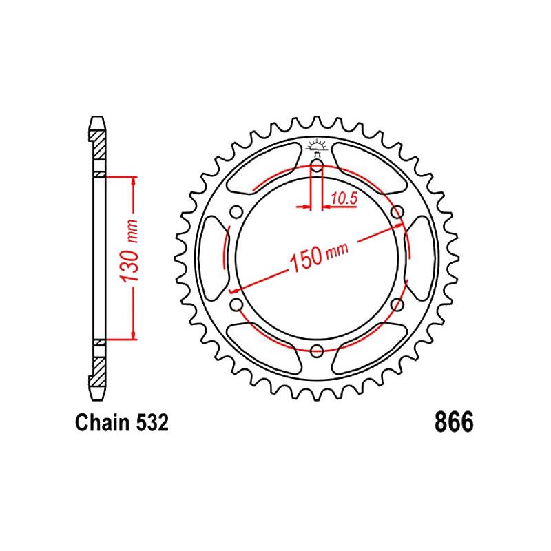 Service Moto Pieces|Transmission - Couronne - JTR866 - 532 - 38 Dents|Chaine 532|46,80 €