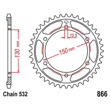 Service Moto Pieces|Transmission - Couronne - JTR866 - 532 - 46 Dents|Chaine 532|49,70 €