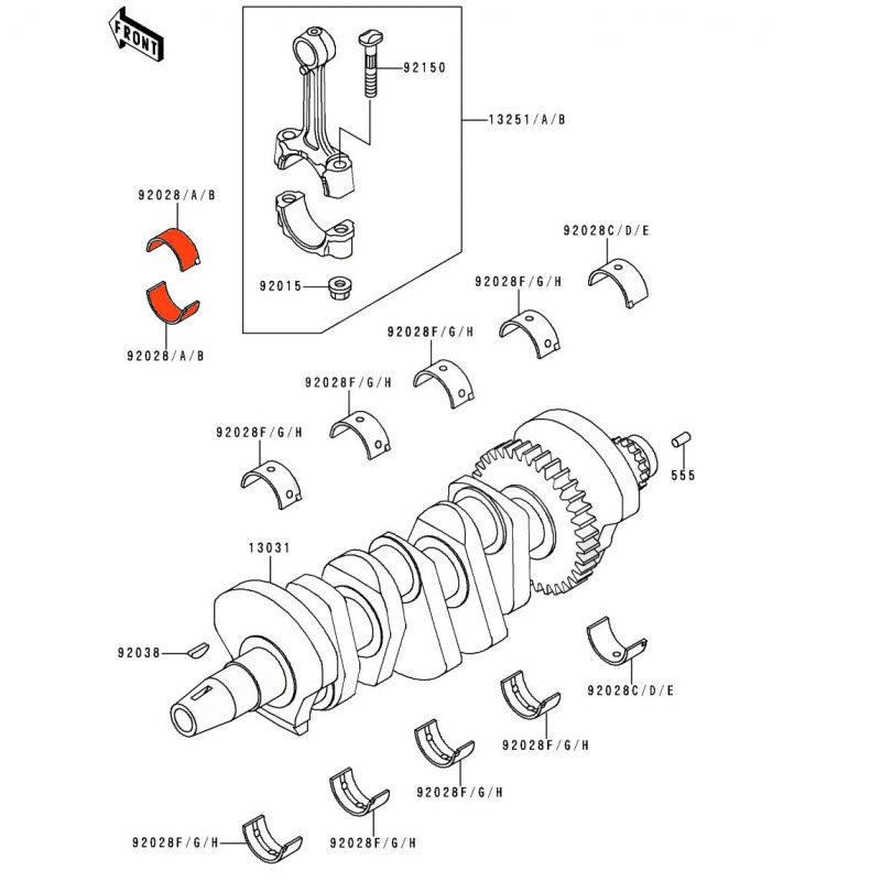 Service Moto Pieces|Moteur - Bielle  - 1/2 Coussinet - 92028-1493 Noir - "A"|1991 - ZXR400 L|15,90 €