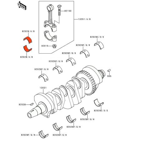 Service Moto Pieces|Moteur - Bielle  - 1/2 Coussinet - 92028-1493 Noir - "A"|1991 - ZXR400 L|15,90 €