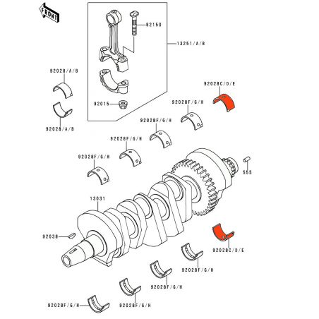 Service Moto Pieces|Moteur - Vilebrequin - 1/2 Coussinet - Noir - "D"|1991 - ZXR400 L|15,90 €