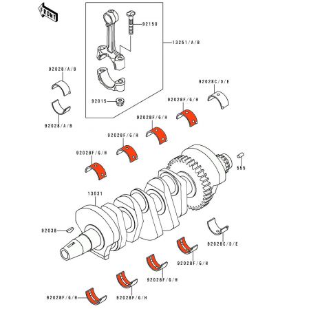 Service Moto Pieces|Moteur - Vilebrequin - 1/2 Coussinet - Bleu - "F"|1991 - ZXR400 L|15,90 €