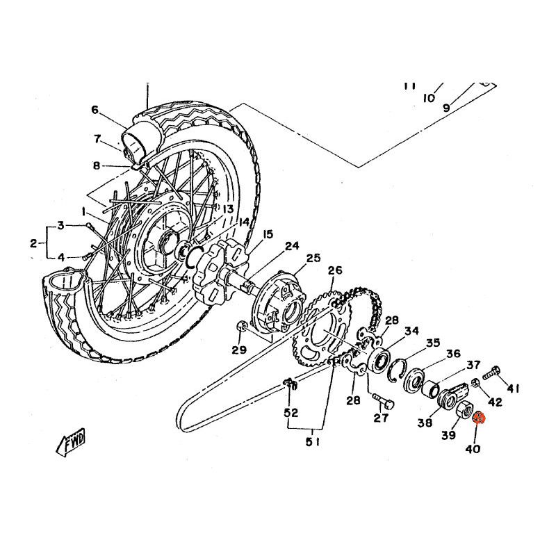 Roue Arriere - Ecrou pour Axe de roue - 214-25182-01