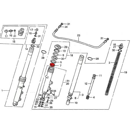 Service Moto Pieces|Fourche - Bague superieur de glissement  (x1)|Fourreaux + kit + joint|14,10 €