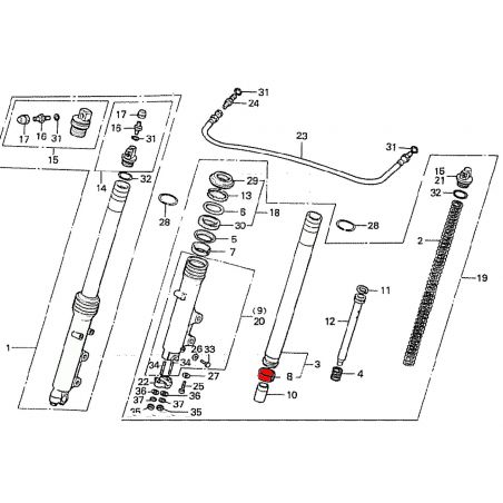 Service Moto Pieces|Fourche - Bague inferieure de glissement (x1)|Fourreaux + kit + joint|19,20 €