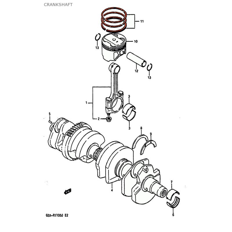 Service Moto Pieces|Moteur - segment - (+0.00) - 12140-48B20 - GSXR1100 - 1989-1992|1989 - GSX-R1100|110,00 €