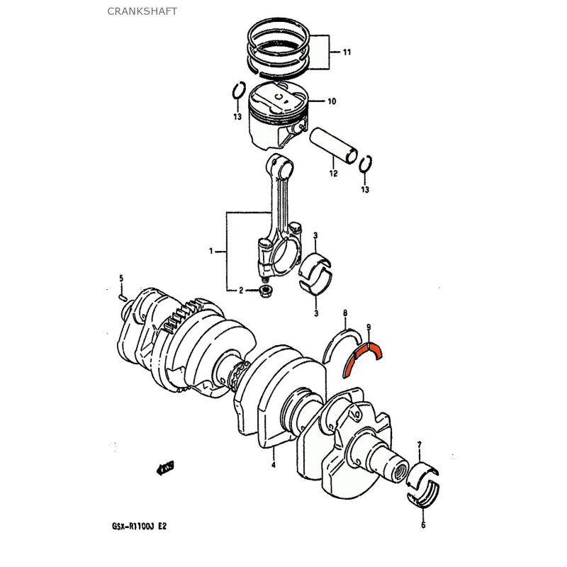 Service Moto Pieces|Moteur - 1/2 Lune de calage - Rouge - 12228-48B00-0C0|1989 - GSX-R1100|9,90 €