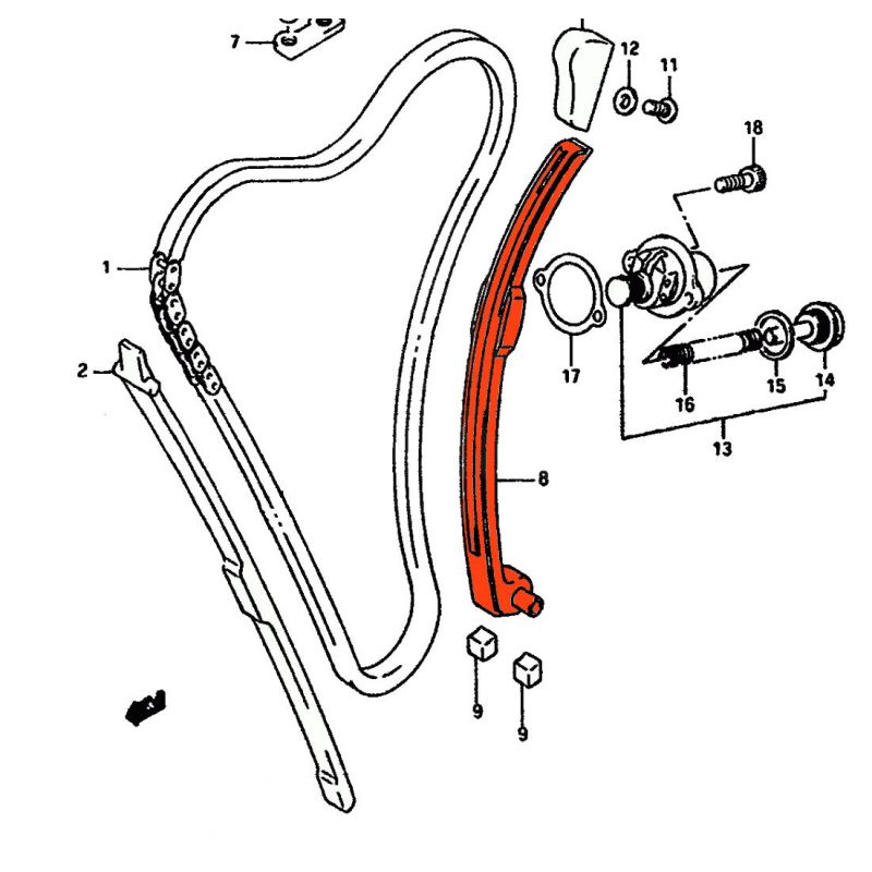 Service Moto Pieces|Distribution - Patin tendeur - 12810-40C00|1989 - GSX-R1100|76,20 €