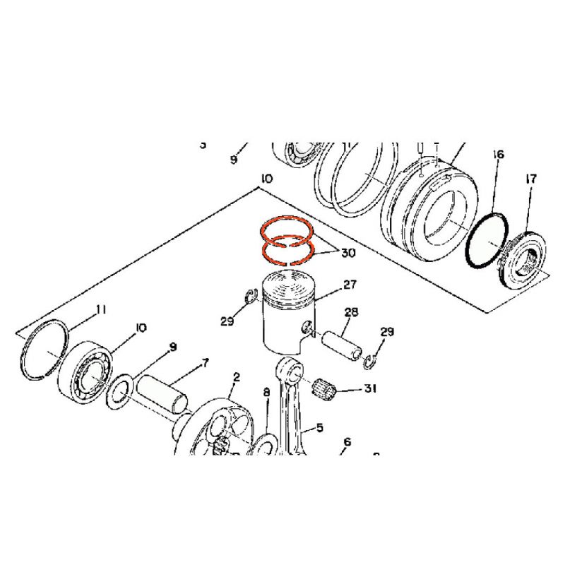 Service Moto Pieces|Moteur - Segment - (+0.00) - ø43.00mm - RD125DX - 307-11601-01|1976 - RD125 DX -  (1E7)|29,90 €