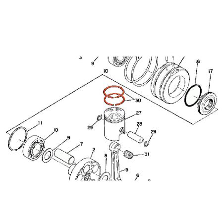 Service Moto Pieces|Moteur - Segment - (+0.00) - ø43.00mm - RD125DX - 307-11601-01|1976 - RD125 DX -  (1E7)|29,90 €