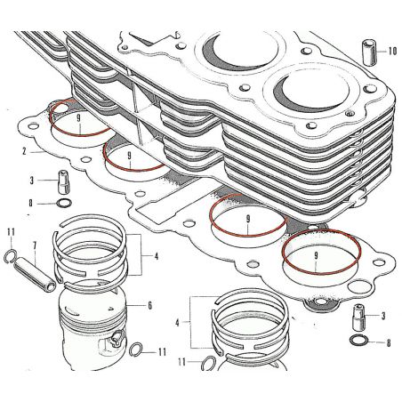 Service Moto Pieces|Moteur - joint torique de chemise - ø 61.80 x2.00 mm - CB250, Cb500, CB550|Joint Torique|6,80 €