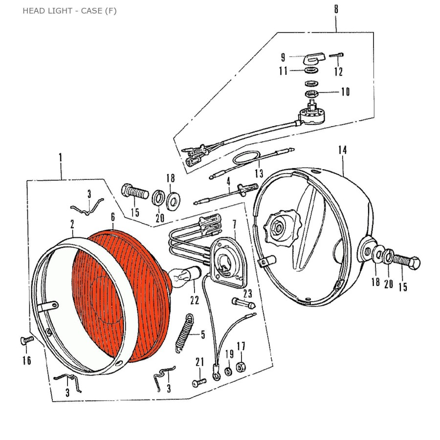 Phare - Optique - CB200 -...- CB250K - CB350 F - .... 33120-286-621