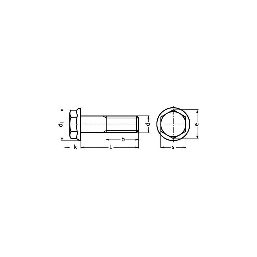 Vis - Hexagonale à collerette - Acier zingué - M8 x125 x40mm - (x1)...