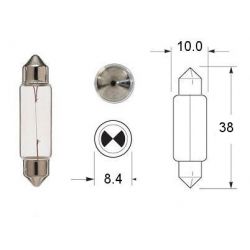 Service Moto Pieces|Ampoule - Navette - sv8.5 - 12v / 5w - ø10x36mm - (veilleuse/position)|Ampoule 12 Volt|2,20 €