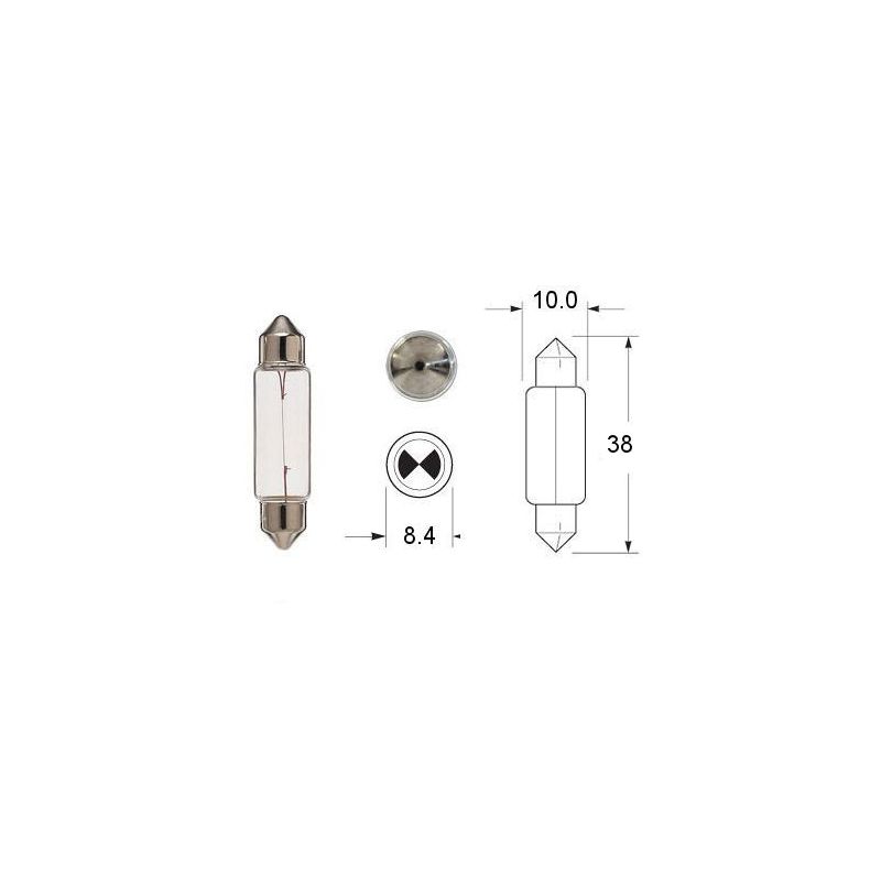 Service Moto Pieces|Ampoule - Navette - sv8.5 - 12v / 5w - ø10x36mm - (veilleuse/position)|Ampoule 12 Volt|2,20 €