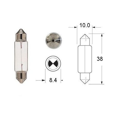 Service Moto Pieces|Ampoule - Navette - sv8.5 - 12v / 5w - ø10x36mm - (veilleuse/position)|Ampoule 12 Volt|2,20 €