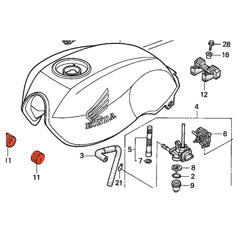 Service Moto Pieces|Reservoir - Silent bloc - Avant - (x1 ) - CB750FII - Sevenfifty|Reservoir - robinet|5,40 €