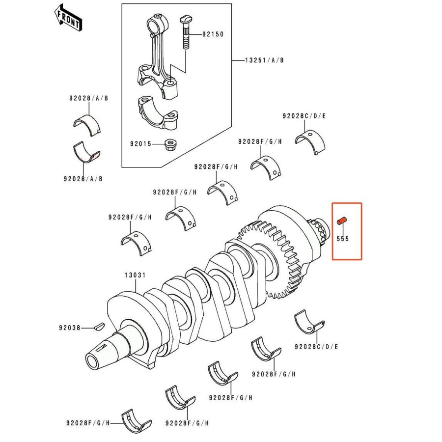 Moteur - Vilebrequin - Goupille Ressort - ø 4.00 x8mm 94301-555A-0408