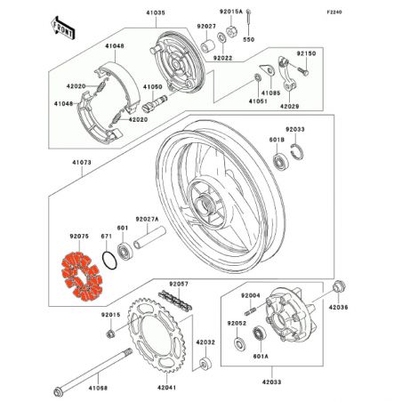 Service Moto Pieces|Transmission - Silent-bloc de couronne - EL250 - ... - .... - GPZ... - ZZR250 - 92075-1436|1997 - ER500 A|82,50 €