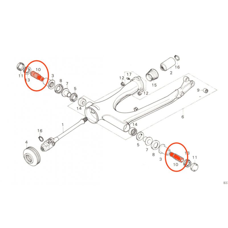 Service Moto Pieces|Bras oscillant - Boulon - Pivot de serrage - (x1) - Cb750K7, GL1000|Bras Oscillant - Amortisseur - Bequille|29,90 €