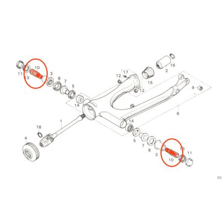 Service Moto Pieces|Bras oscillant - Boulon - Pivot de serrage - (x1) - Cb750K7, GL1000|Bras Oscillant - Amortisseur - Bequille|29,90 €