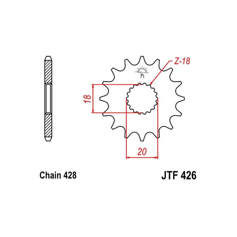 Service Moto Pieces|Transmission - Pignon - JTF-426 - 428 - 16 dents|Chaine 428|9,90 €