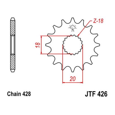 Service Moto Pieces|Transmission - Pignon - JTF-426 - 428 - 16 dents|Chaine 428|9,90 €