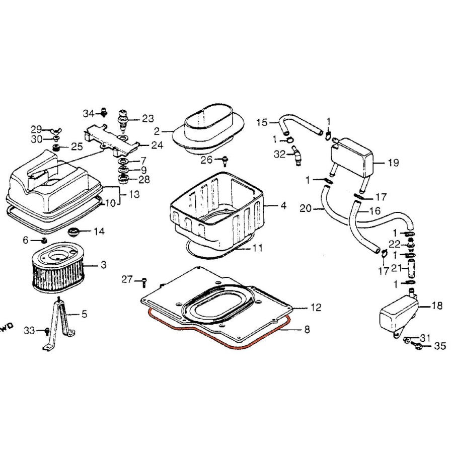 Filtre a air - joint de plaque / support - (x1) - GL1200 17219-MG9-950