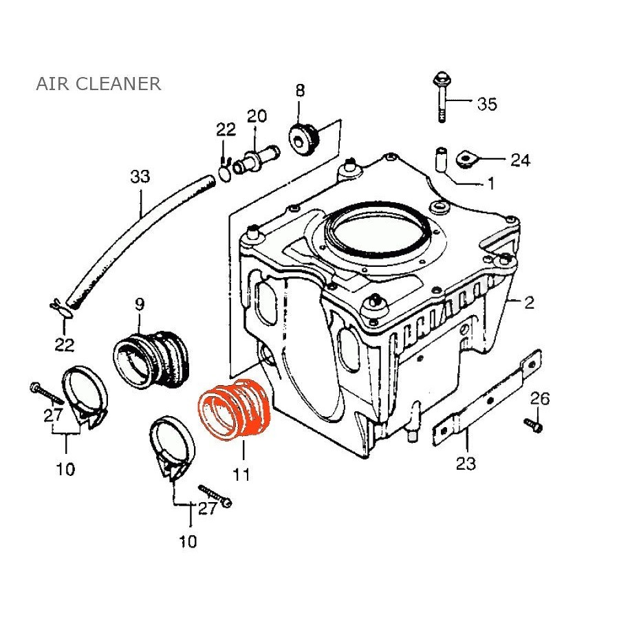 Filtre a Air - Manchon Gauche de boite a air - CX500 17264-415-300