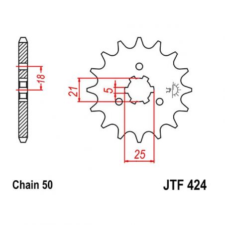 Service Moto Pieces|Transmission - Pignon - JTR-424 - 530/16 dents|Chaine 530|16,90 €