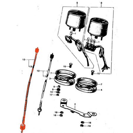 Service Moto Pieces|Cable - Compteur - Lg 94cm - Gris - CB450K0-K4 - CL450 - CB750|Cable - Compteur|45,60 €