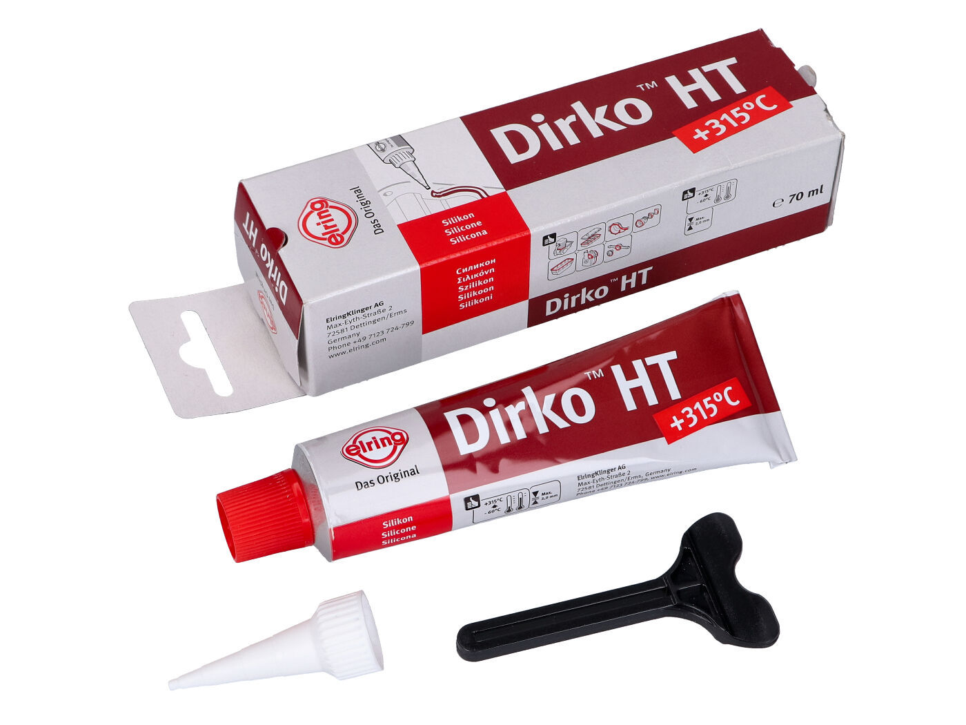 99700-579-224Pate a joint - DIRKO - Silicone Rouge - 315°C - 70ml