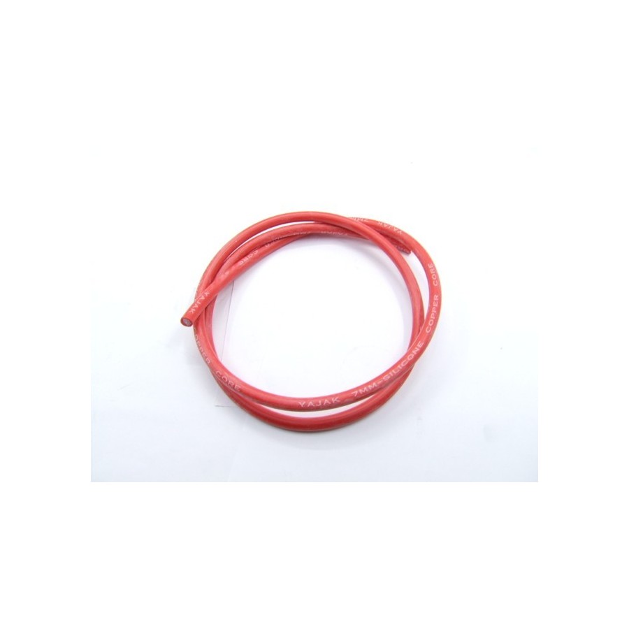 Bougie - cable SILICONE ø 7mm - Rouge - 1metre - fil de bougie 0005...