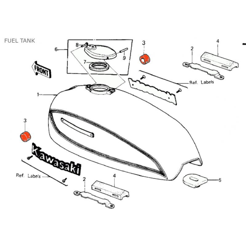 Service Moto Pieces|Reservoir - Silent bloc - support avant de reservoir - (x1) - 92075-101 - KZ650F|Reservoir - robinet|4,84 €