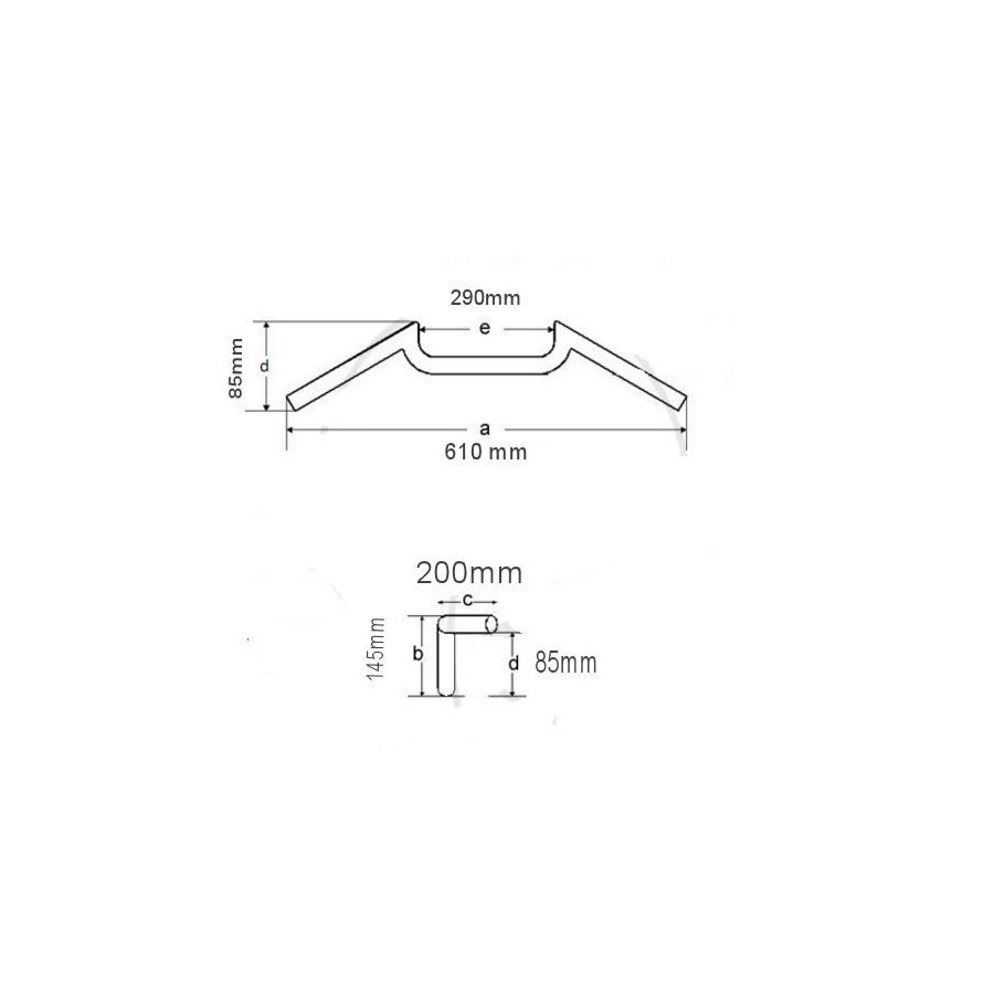 Guidon ø22mm - Café Racer - Clubman - ouverture 610mm - Chrome 0000...