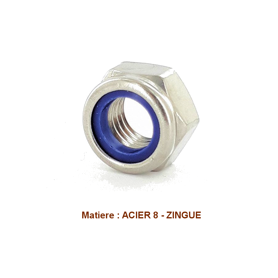 Ecrou - Hexa - Freiné - Acier 8 - zingué - M5 x0.80 - (x1) - std 03...