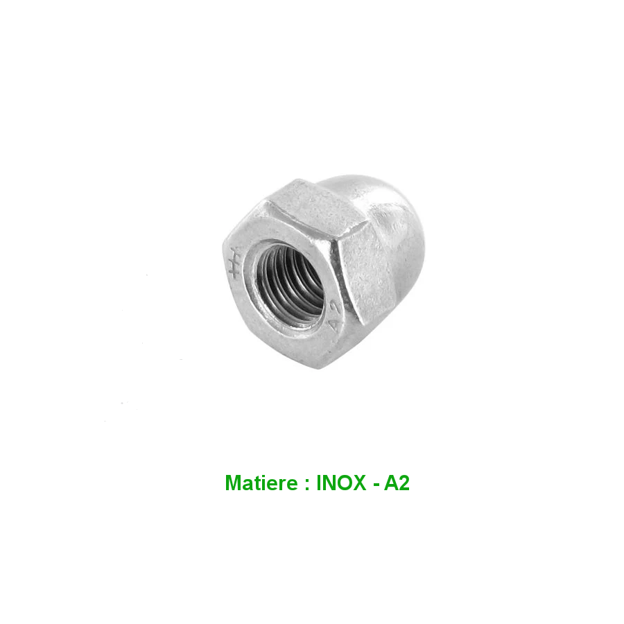 Ecrou - Hexa - borgne - Inox A2 - M8 x1.25 - (x1) - DIN1587 - std 0...